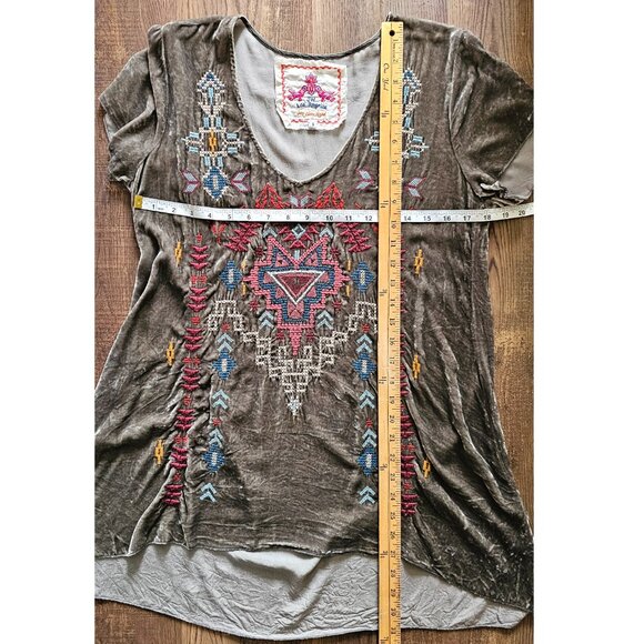 JW Johny Was Los Angeles Velvet Embroidered High Low Tunic Top S - Picture 4 of 7